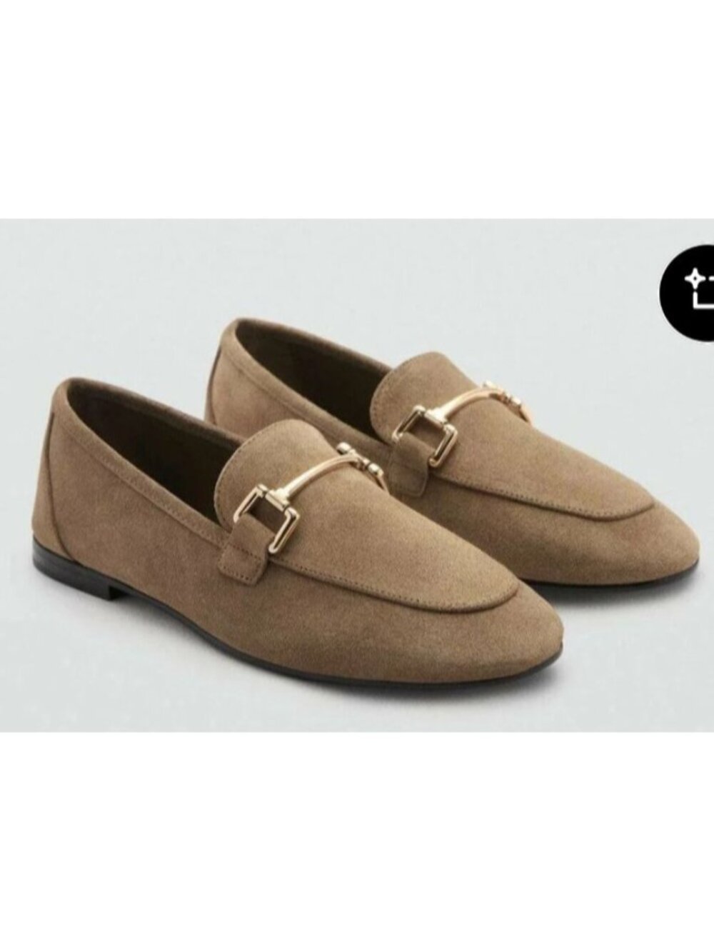 MNG (Mango)  Suede Gold Horsebit Loafers in Camel  EU 39 Retail $120